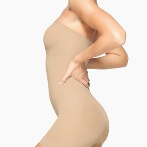 SKIMS Strapless High-Waist Shaping Bodysuit in Nude